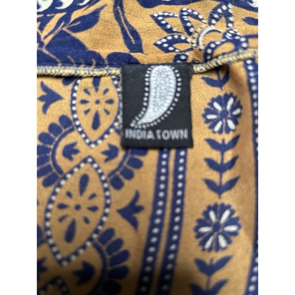 India Town Vintage Silk Blend Kimono Cardigan Paisley Boho Blue Yellow OS - Picture 2 of 4